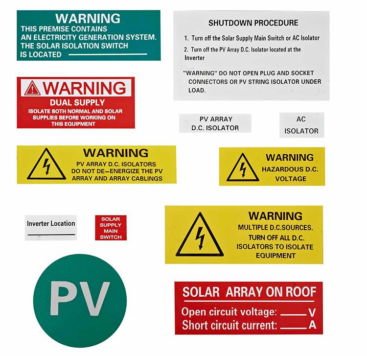 Pv Sistemi İçin Uyarı Etiketleri